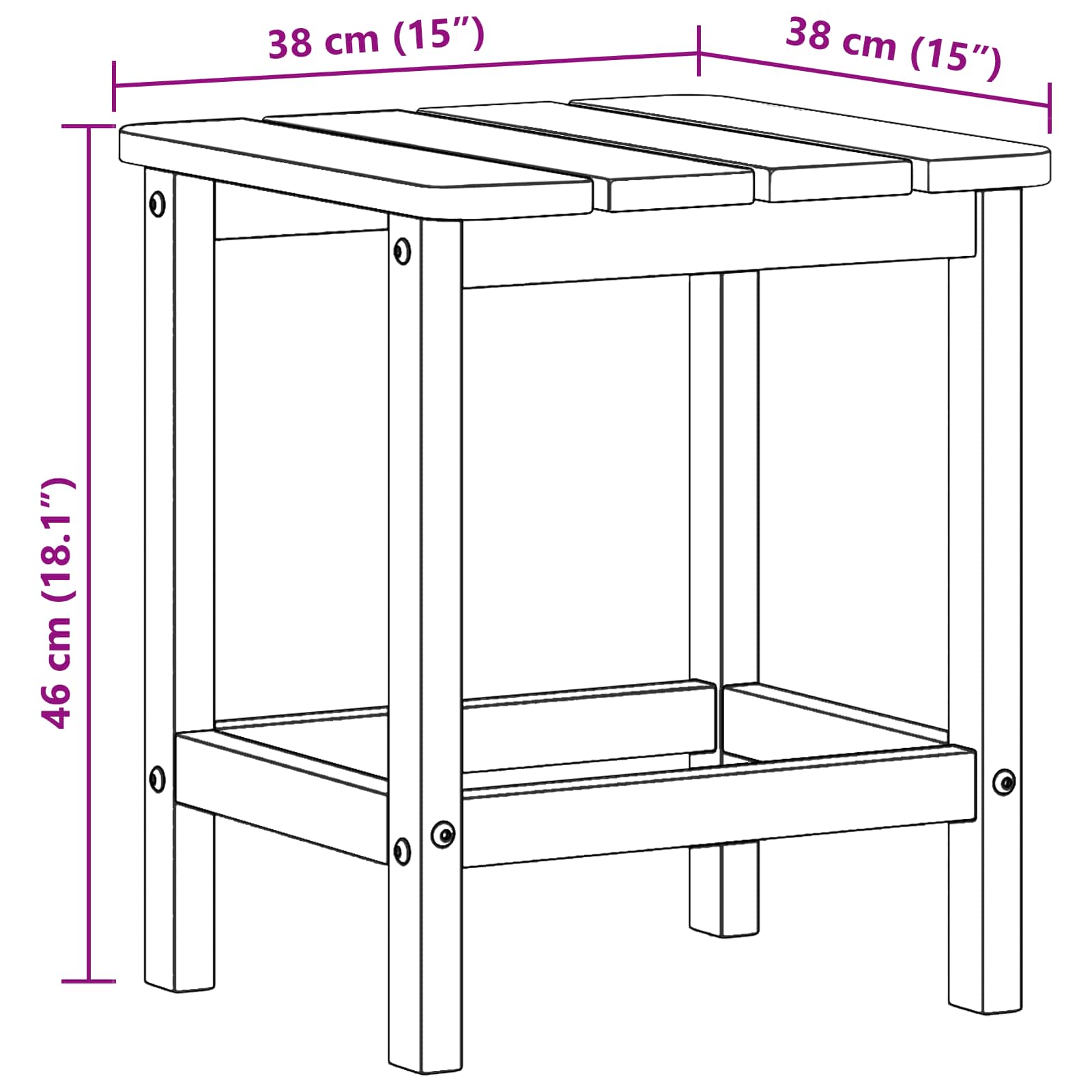Adirondack šoninis staliukas Balta 38 x 38 x 46 cm HDPE