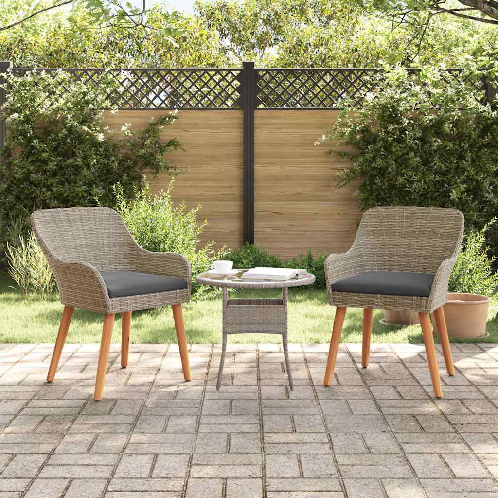 Garden Chair with Cushion 2 pcs Black 55 x 62.5 x 82cm Poly Rattan