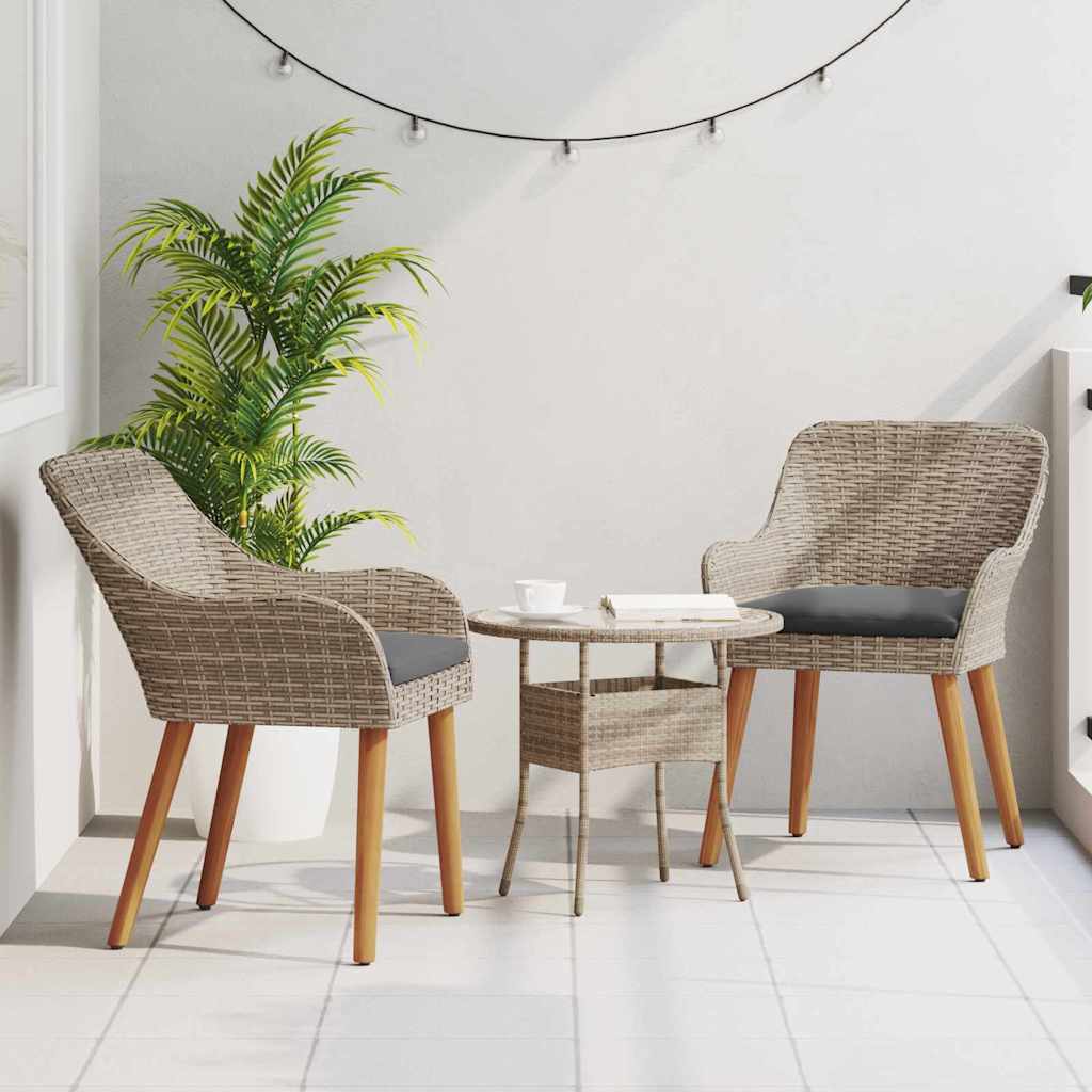 Garden Chair with Cushion 2 pcs Black 55 x 62.5 x 82cm Poly Rattan
