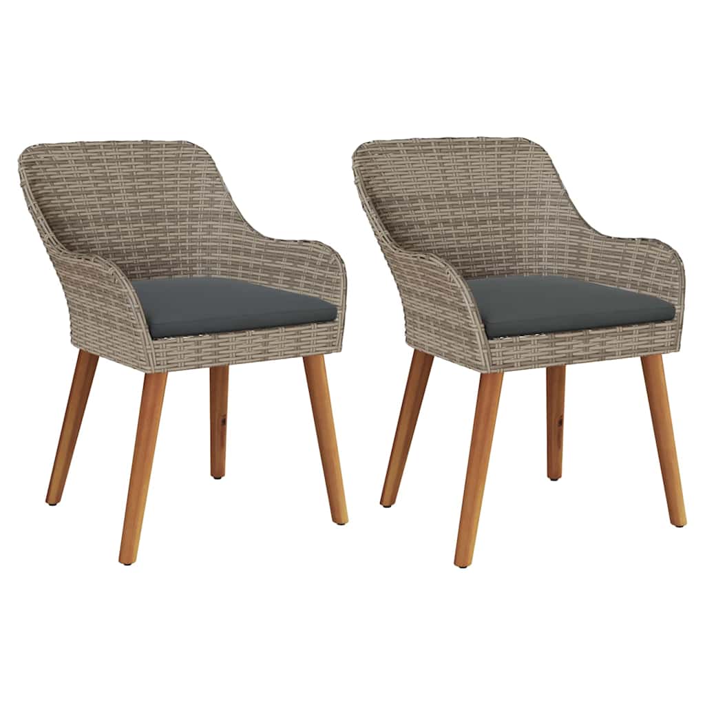 Garden Chair with Cushion 2 pcs Black 55 x 62.5 x 82cm Poly Rattan