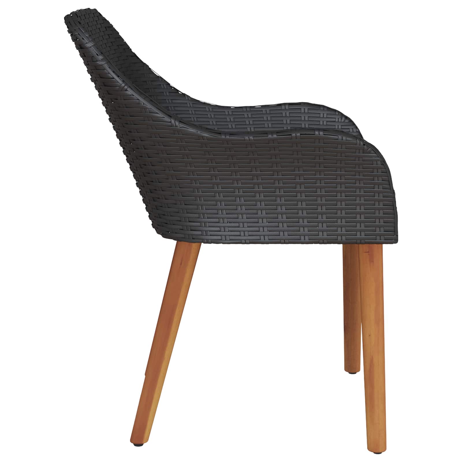 Dārza krēsls ar spilvenu 2 gab. melns 55 x 62,5 x 82 cm polirotangs