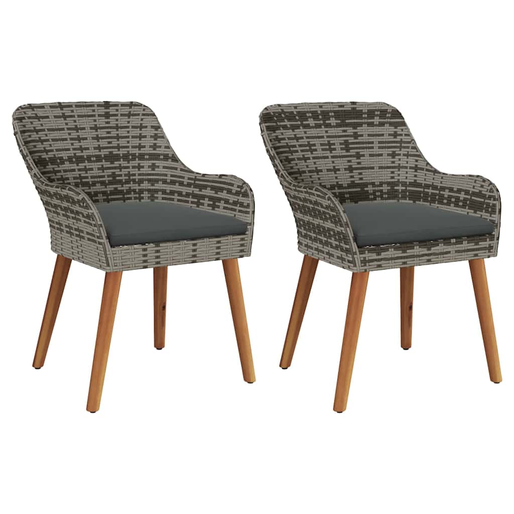 Sodo Kėdė su pagalve 2 pcs Pilka 55 x 62,5 x 82cm poliratanas