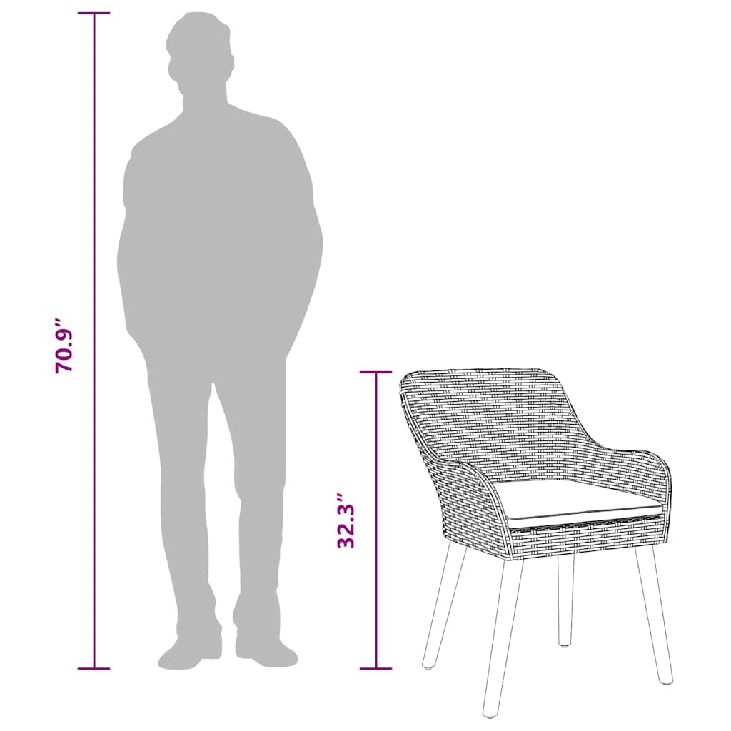 Sodo Kėdė su pagalve 2 pcs Pilka 55 x 62,5 x 82cm poliratanas