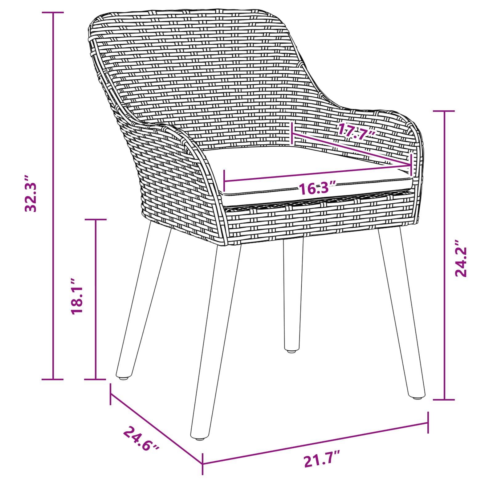 Sodo Kėdė 2 pcs Šviesiai pilka 55 x 62,5 x 82cm poliratanas