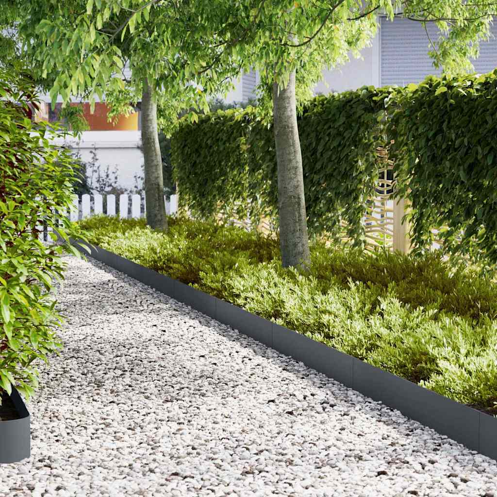 Lawn Edging 50 pcs Anthracite 100 x 0.5 x 20 cm Steel
