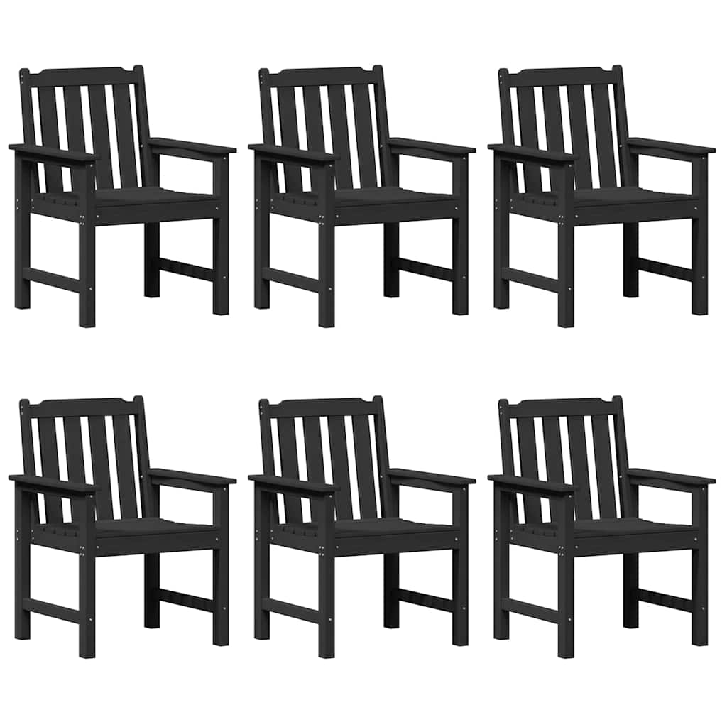 sodo valgomojo kėdės 6 vnt. Juodos 65,5x55,5x88 cm HDPE