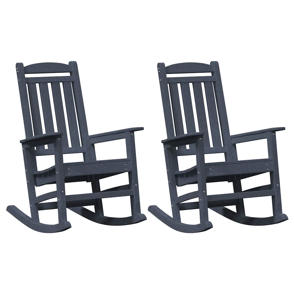 sodo sūpynės kėdės 2 vnt Tamsiai mėlyna 70x92x107.5 cm HDPE