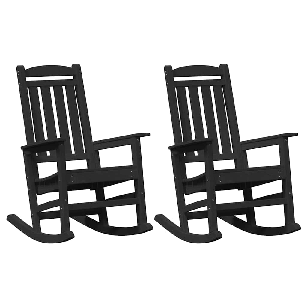 Garden Rocking Chairs 2 pcs Black 70x92x107.5 cm HDPE