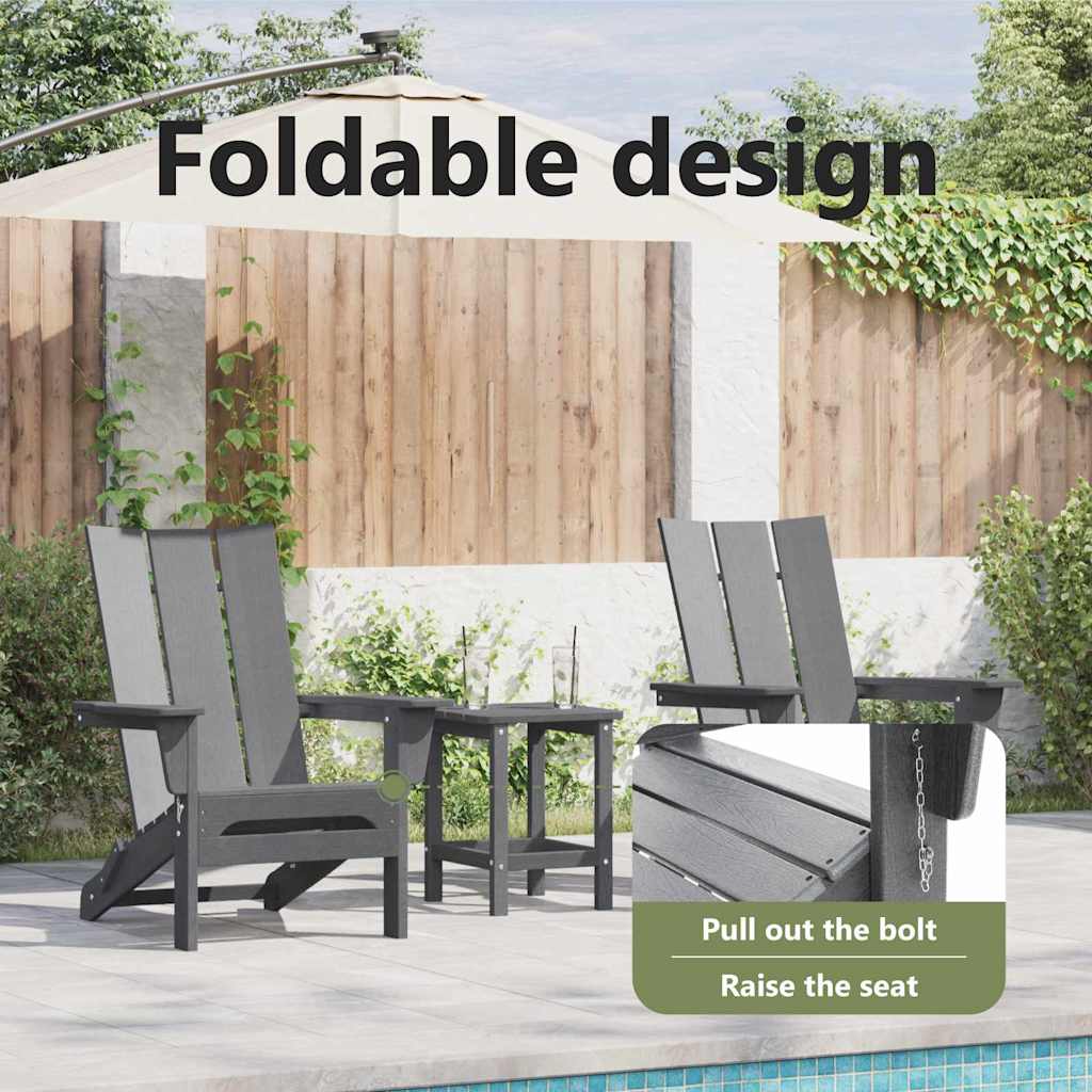 Sodo Kėdė 3 pcs Šviesiai pilka 80.5 x 74.5 x 92 cm Polietilenas