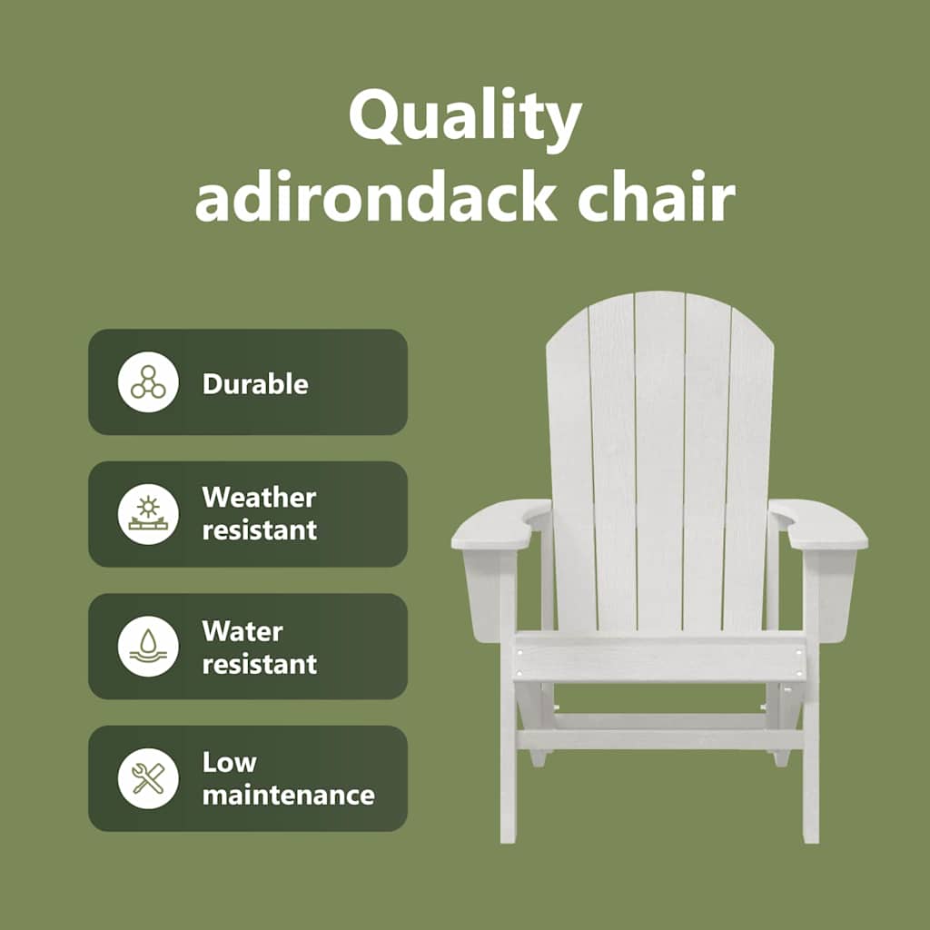 Adirondack Kėdės 2 vnt Balta 74x82x90 cm HDPE