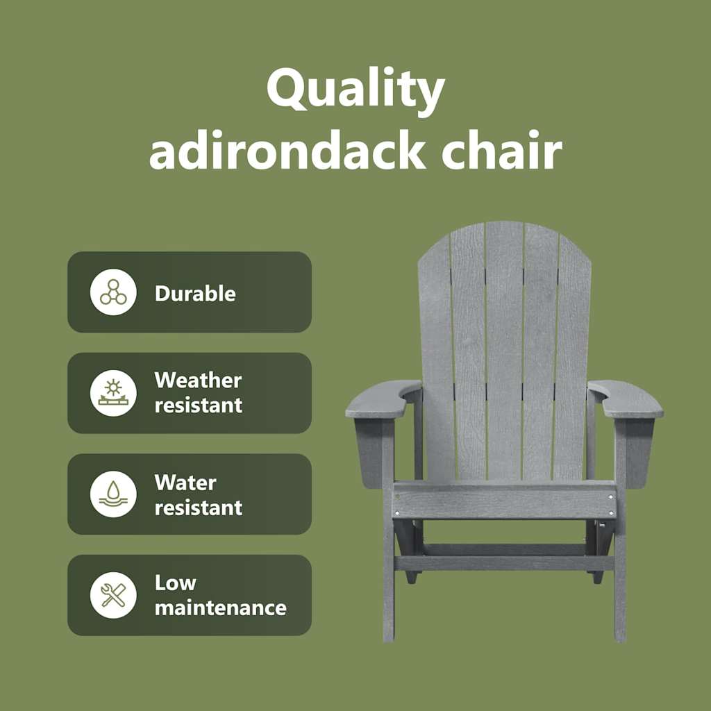Adirondack Kėdės 2 vnt Šviesiai pilka 74x82x90 cm HDPE