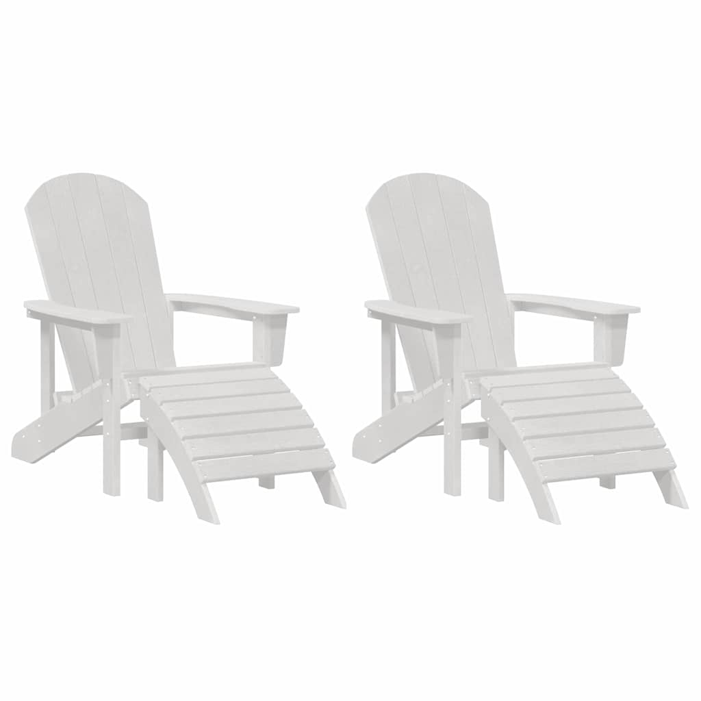 Adirondack krēsli ar kāju balstiem 2 gab. Balti HDPE