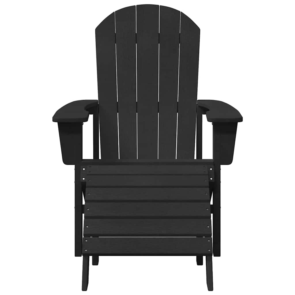 Adirondack kėdės su kojoms poilsio 2 vnt Juoda HDPE