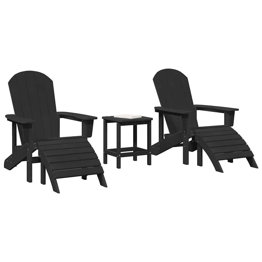 3 dalių sodo poilsio komplektas Juoda HDPE