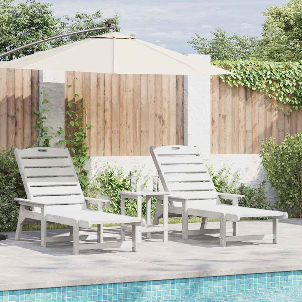 saulės gultai 2 vnt. balta 162x53x98.5 cm HDPE
