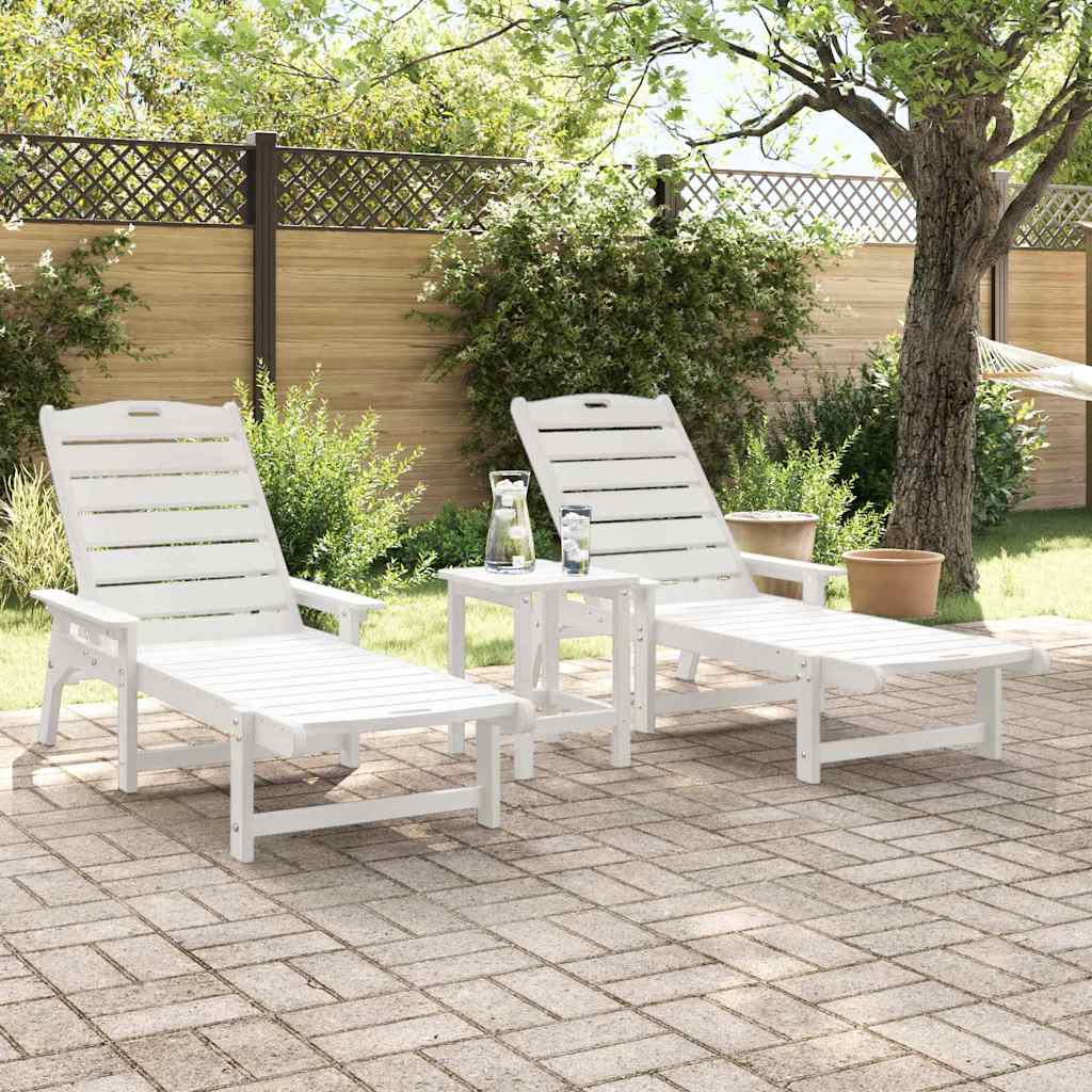 saulės gultai 2 vnt. balta 162x53x98.5 cm HDPE