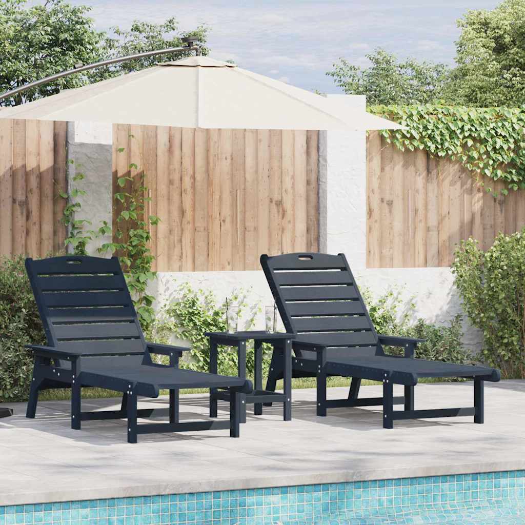 Saulės gultai 2 vnt Tamsiai mėlyna 162x53x98.5 cm HDPE