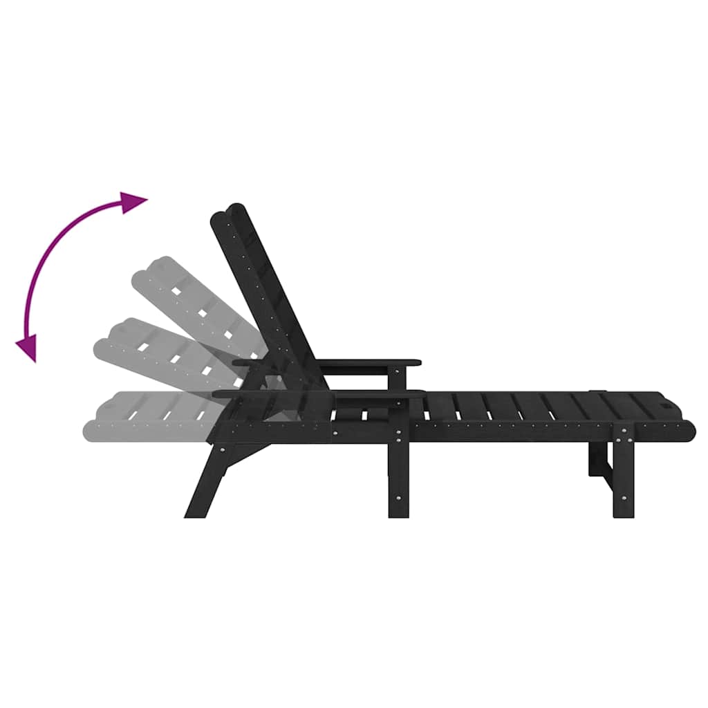 Saulės gultai 2 vnt juodas 162x53x98,5 cm HDPE