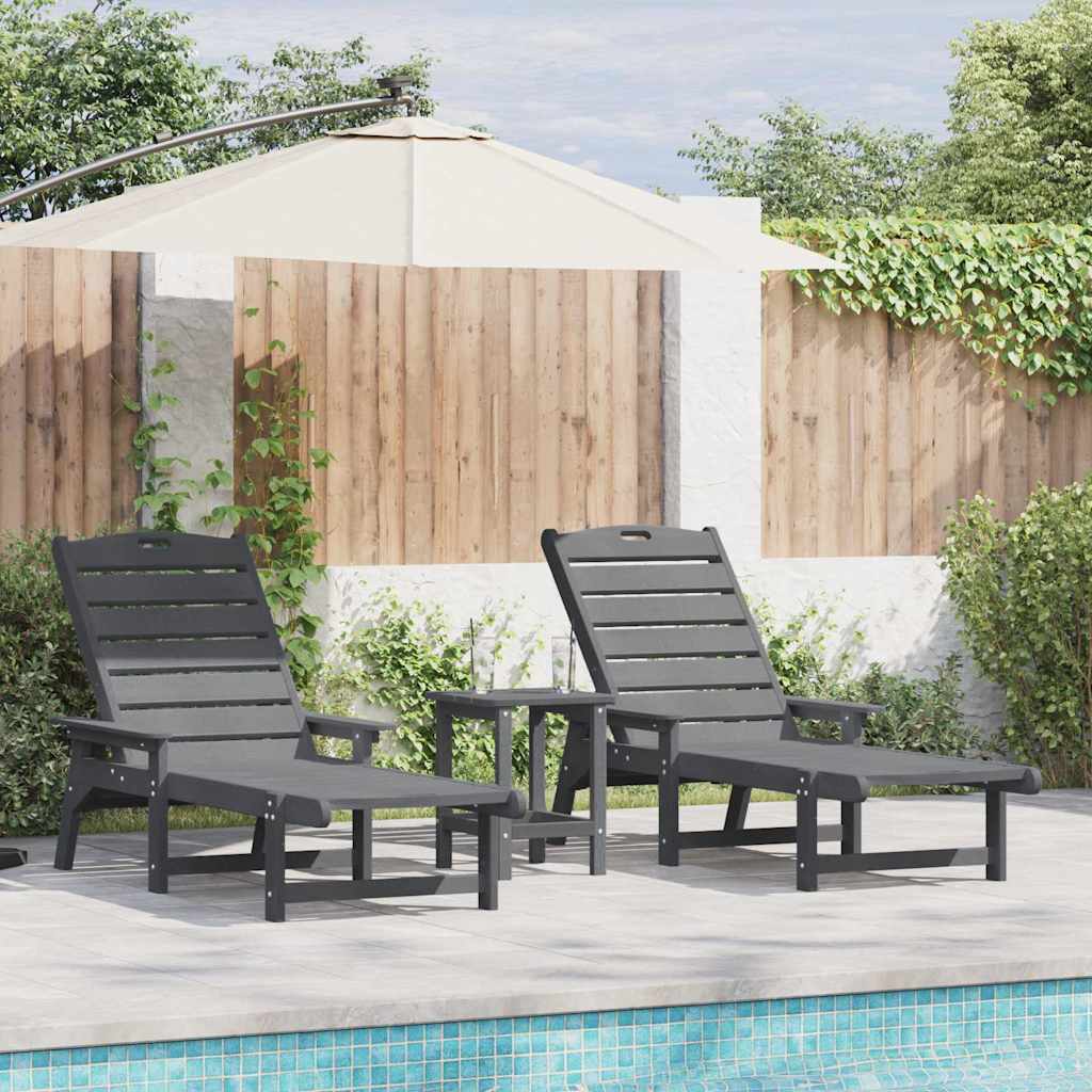 saulės gultai 2 vnt. Šviesiai pilka 162x53x98.5 cm HDPE
