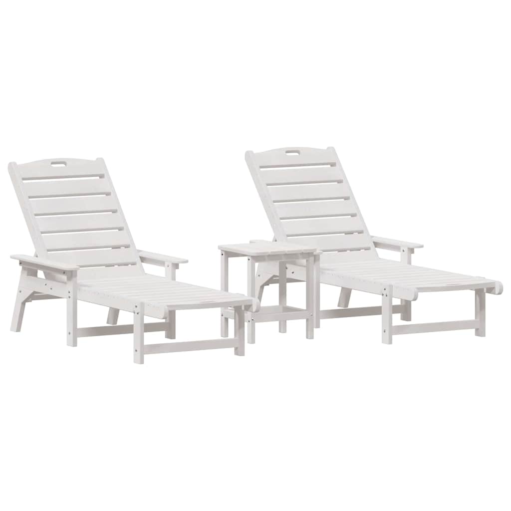 Sun Lounger 3 pcs White Polyethylene