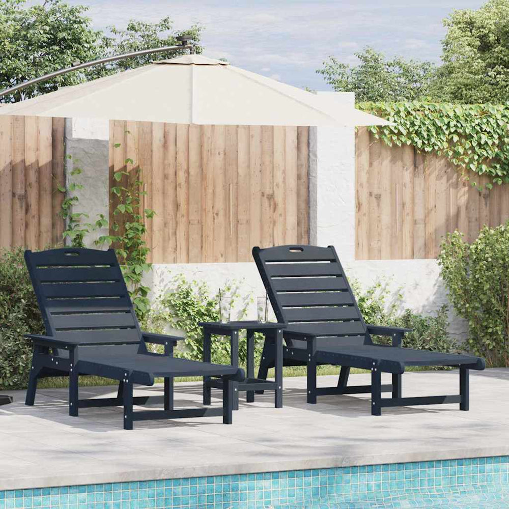 3-piece garden lounge set dark blue HDPE