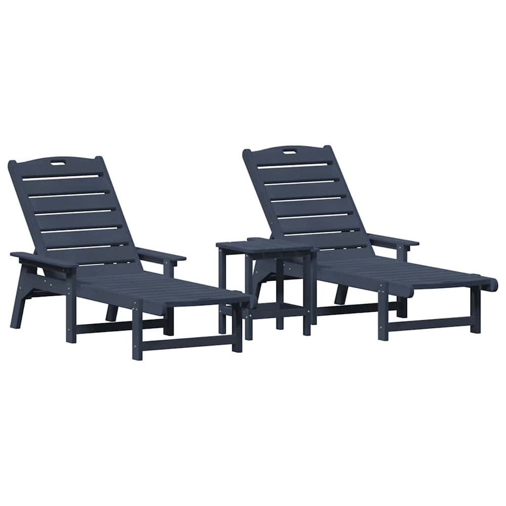 3-piece garden lounge set dark blue HDPE