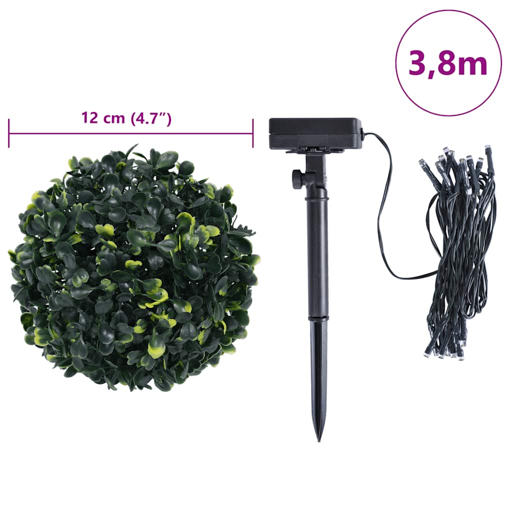 Dirbtiniai buksmedžio krūmai su LED lemputėmis 4vnt. žalia 12cm
