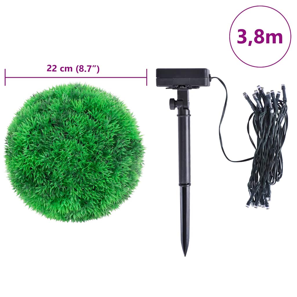 Dirbtiniai buksmedžio krūmai su LED lemputėmis 2vnt. žalia 22cm