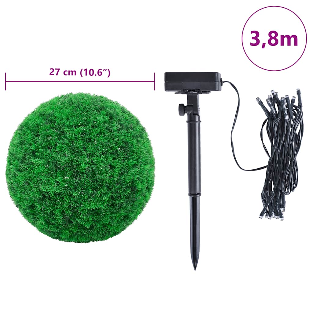 Dirbtiniai buksmedžio krūmai su LED lemputėmis 2vnt. žalia 27cm