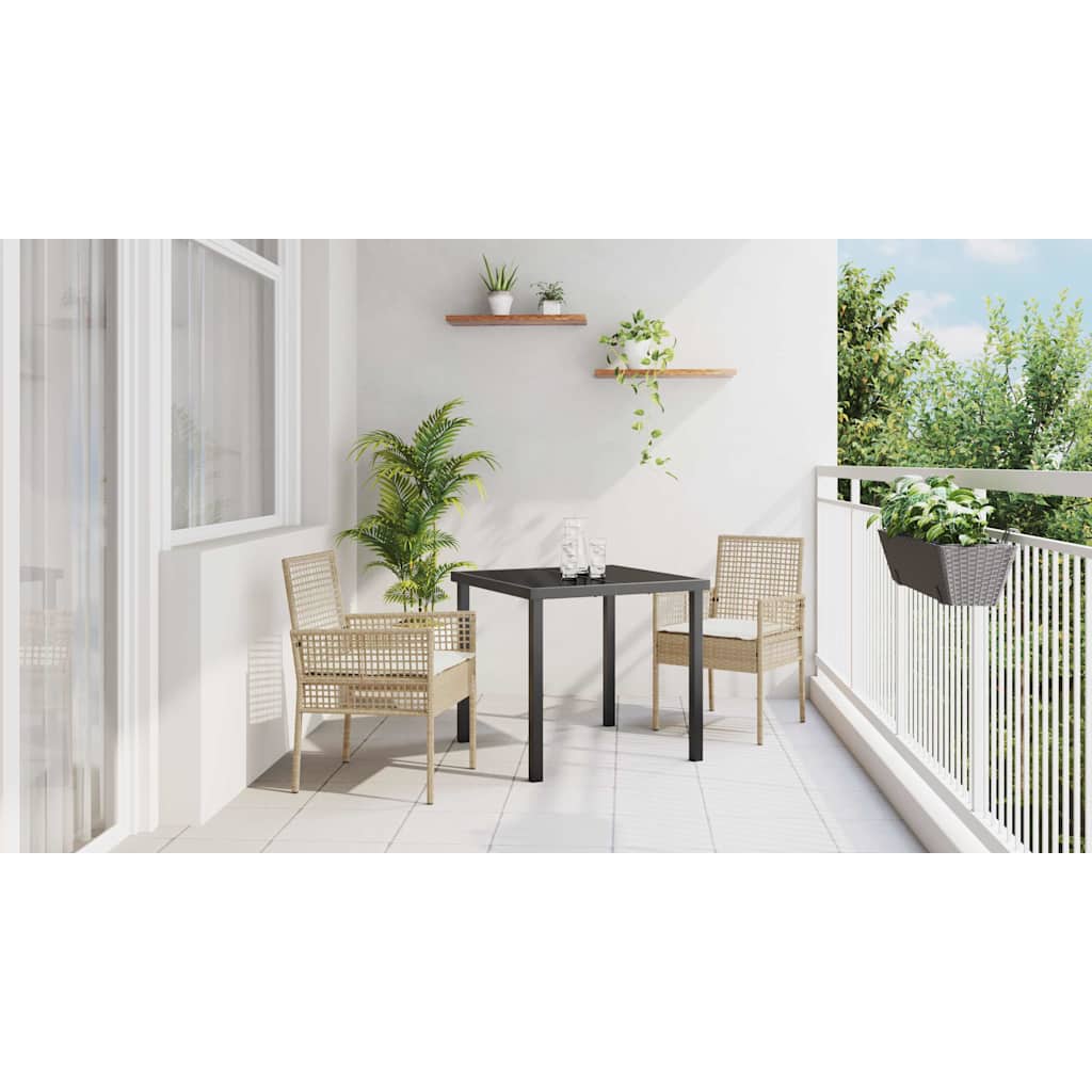 Garden Chairs 2 pcs with Cushions Sand Poly Rattan