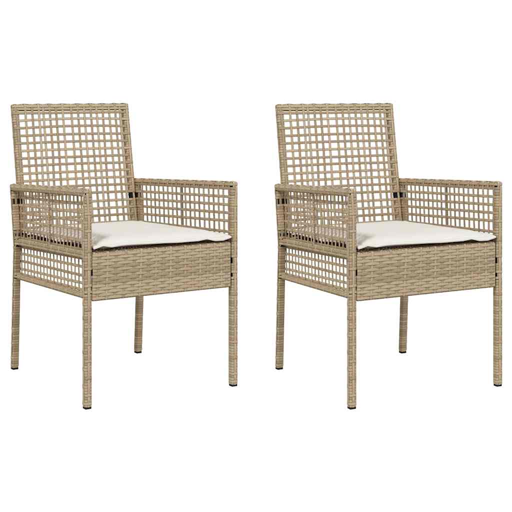 Garden Chairs 2 pcs with Cushions Sand Poly Rattan