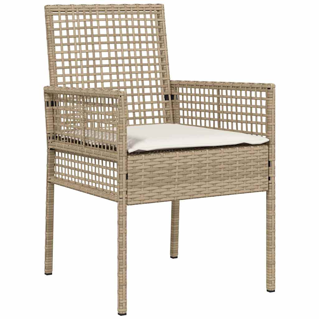 Garden Chairs 2 pcs with Cushions Sand Poly Rattan