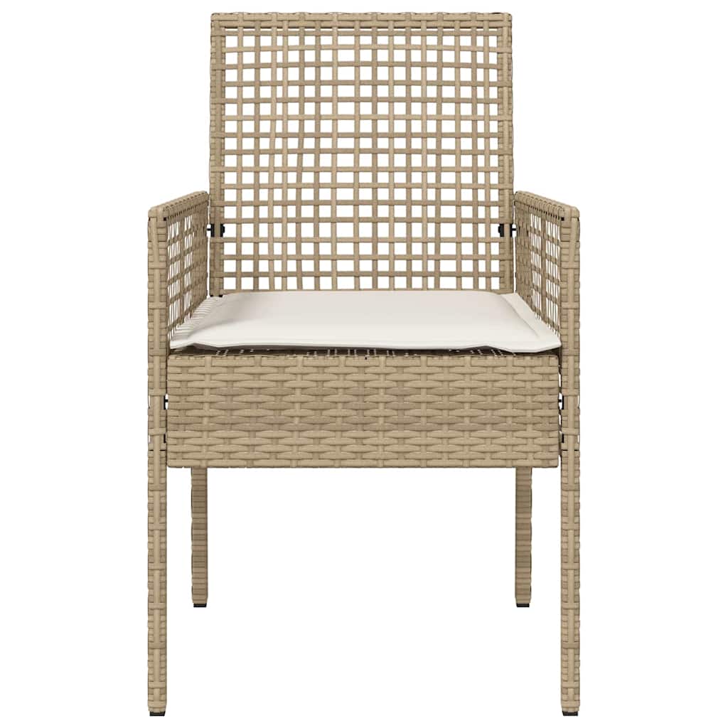 Garden Chairs 2 pcs with Cushions Sand Poly Rattan