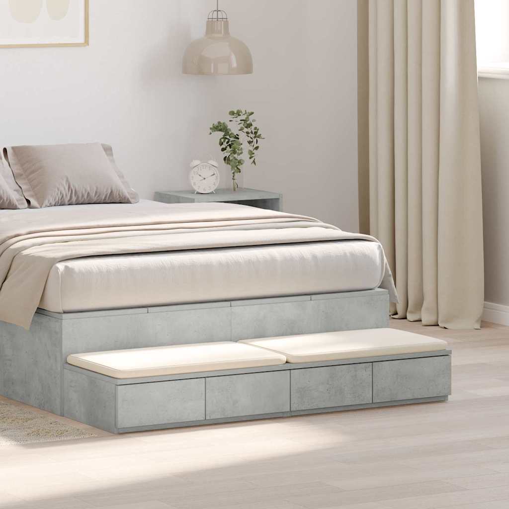Bed drawers with drawers Concrete grey 120 x 36.5 x 16.5 cm