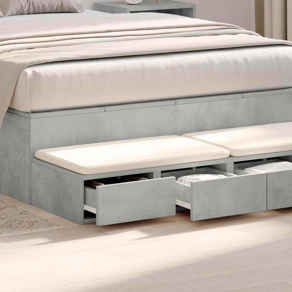 Bed drawers with drawers Concrete grey 120 x 36.5 x 16.5 cm