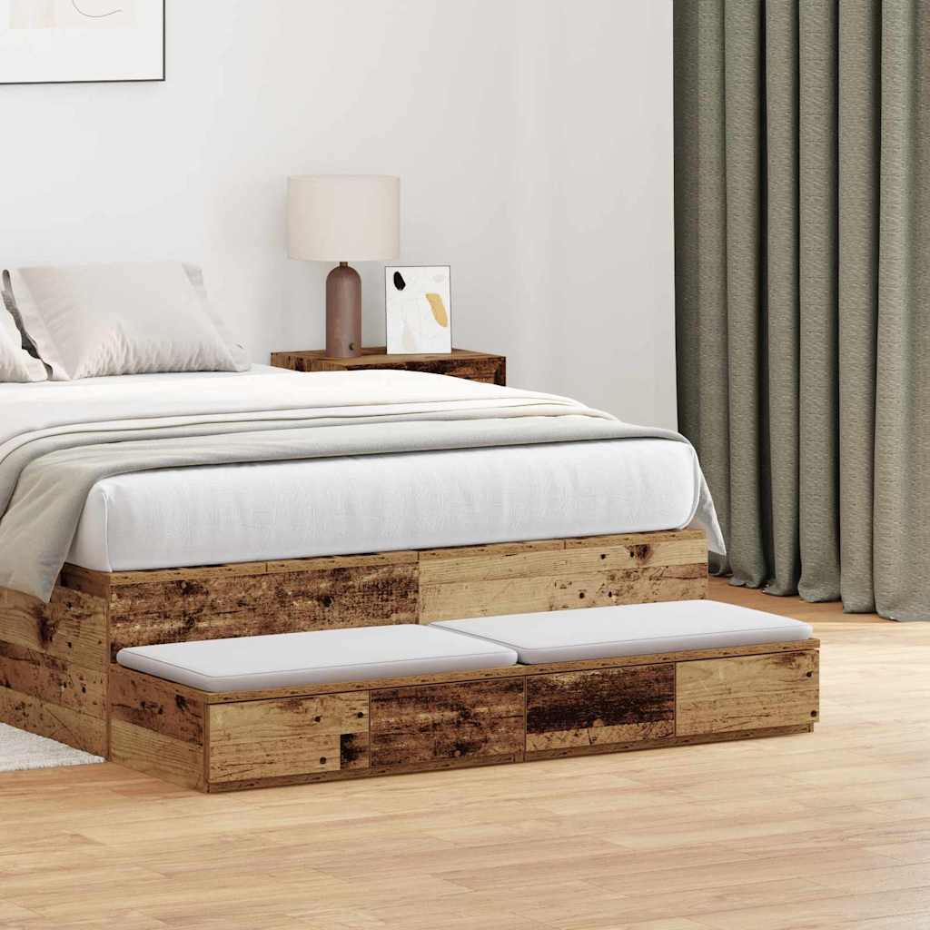 Bed drawers with drawers Old Wood 120 x 36.5 x 16.5 cm