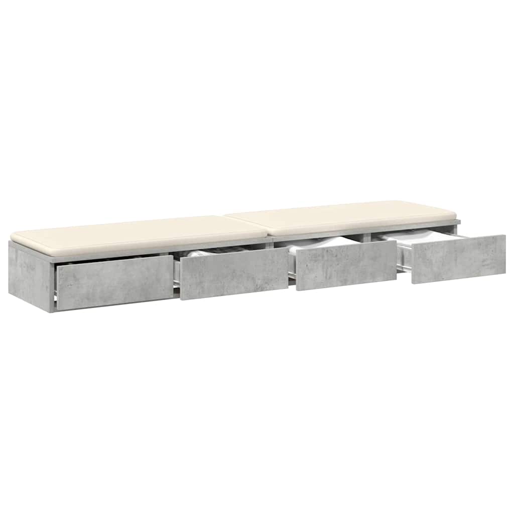 Bed Drawers with Drawers Concrete Grey 140 x 36.5 x 16.5 cm