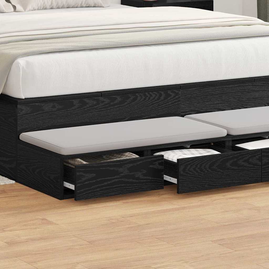 Lovos stalčiai su stalčių Juodas ąžuolas 150 x 36,5 x 16,5 cm