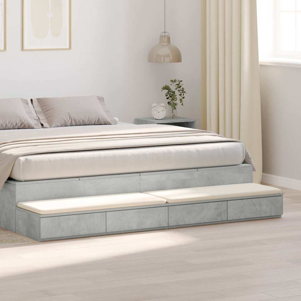 Bed Drawers with Drawer Concrete Grey 180 x 36.5 x 16.5 cm