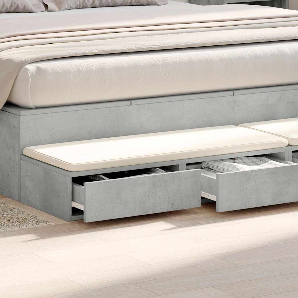 Bed Drawers with Drawer Concrete Grey 180 x 36.5 x 16.5 cm