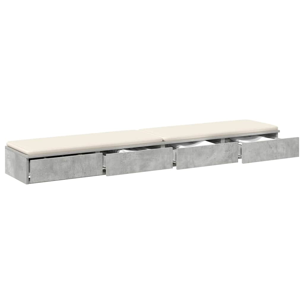 Bed Drawers with Drawer Concrete Grey 180 x 36.5 x 16.5 cm