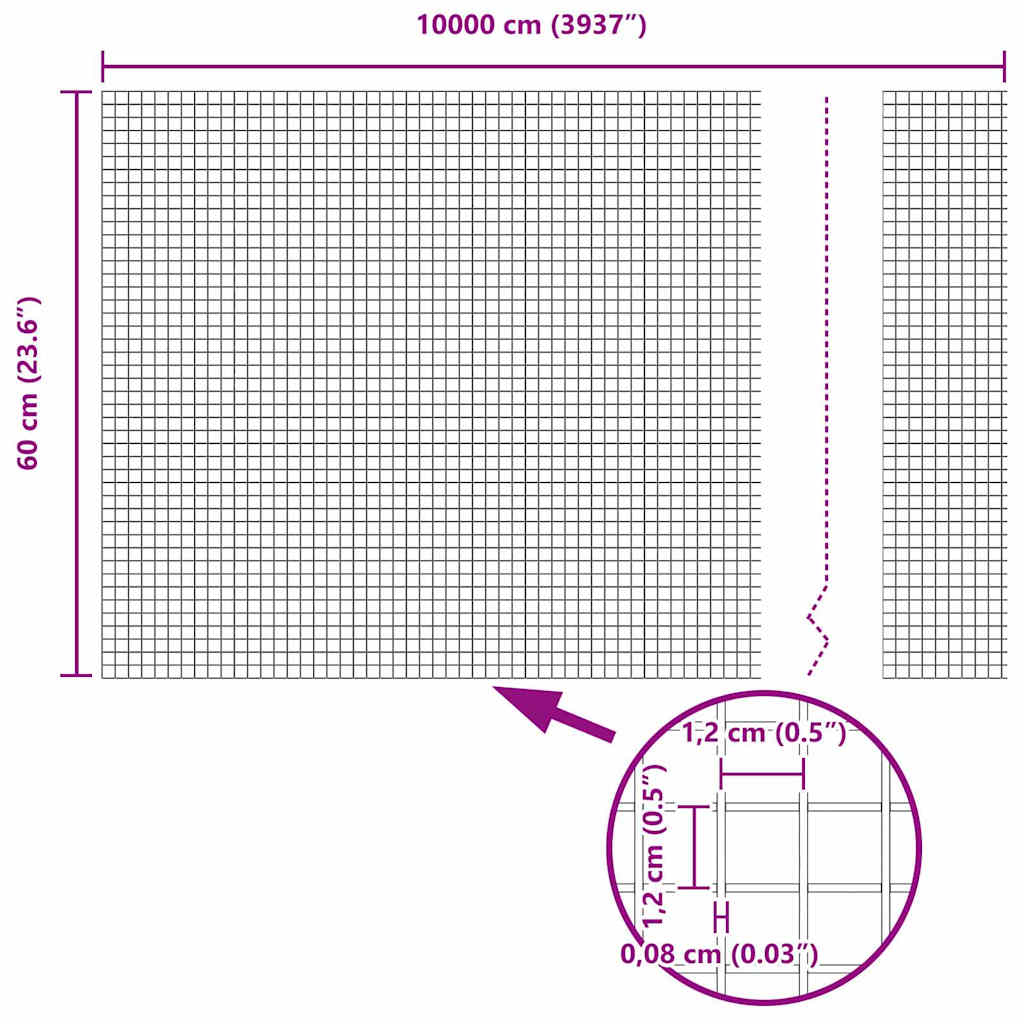 Metinātais stieples žogs Zaļš 0.6 x 100 m