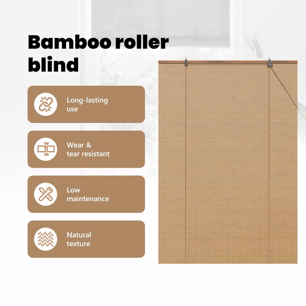 Roller blind with curtains Brown 100 x 160 cm bamboo