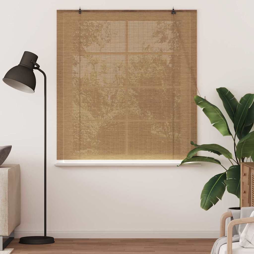 Roller blind with curtains Brown 140 x 160 cm bamboo