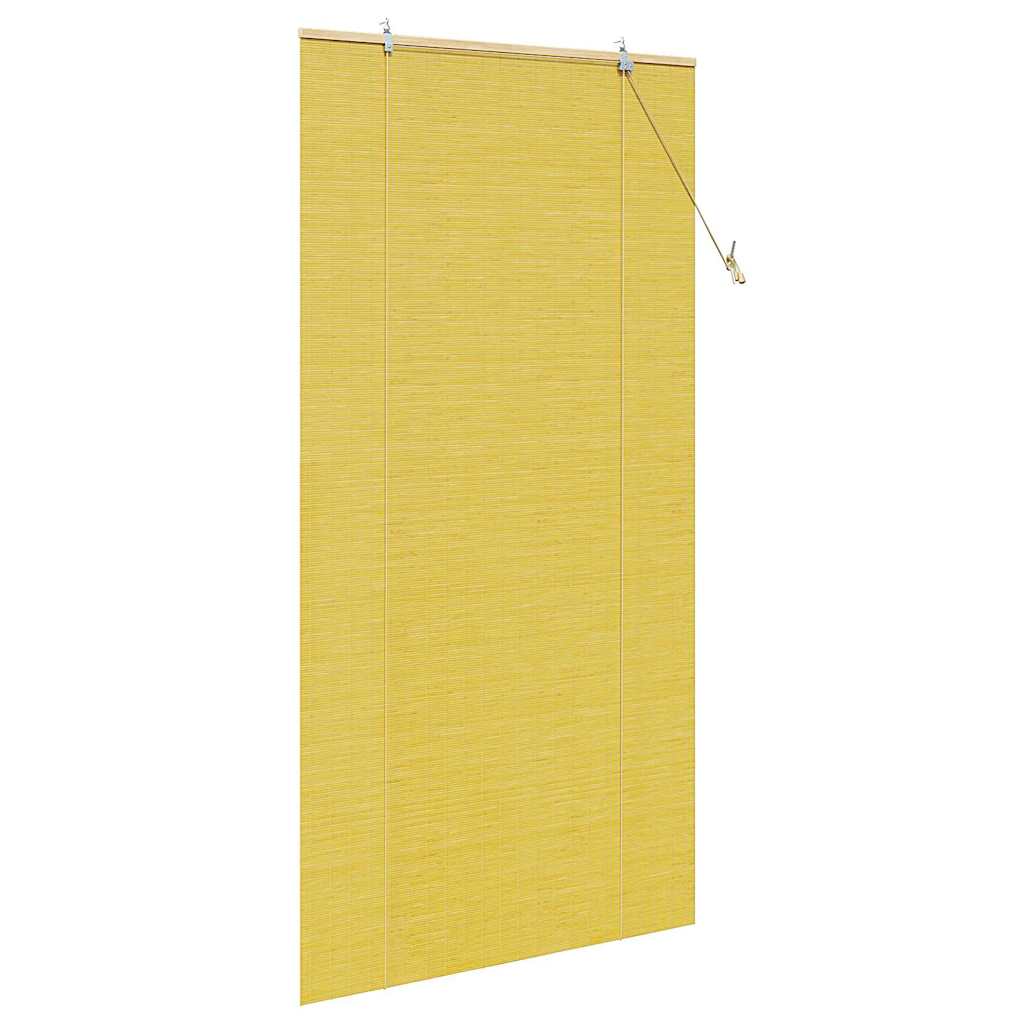 Bamboo roller blind with curtains Yellow 100 x 220 cm