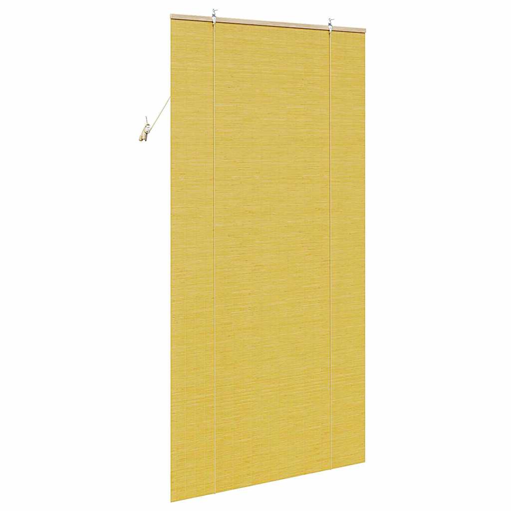 Bamboo roller blind with curtains Yellow 100 x 220 cm