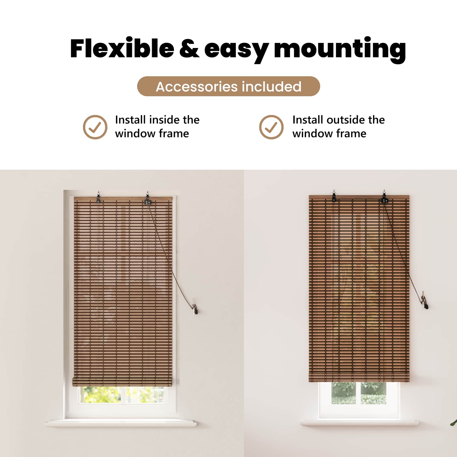 Window blind Geometric Brown 60 x 220 cm bamboo