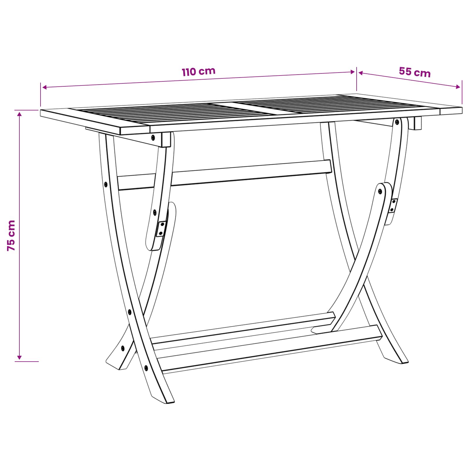 Sidnėjaus stačiakampis stalas Ruda 110 x 55 x 75 cm