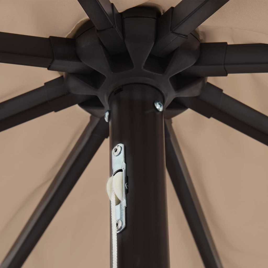 Garden Parasol with LED Lights ø395x245 cm Taupe
