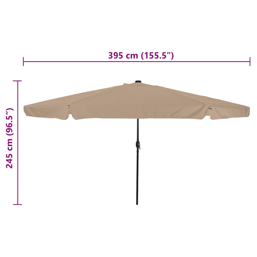 Garden Parasol with LED Lights ø395x245 cm Taupe